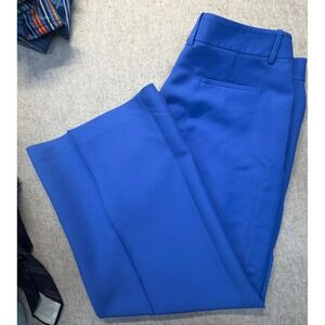 Lafayette 148 Dress Pants Womens 18 Blue Wool Silk Blend Wide Leg Business